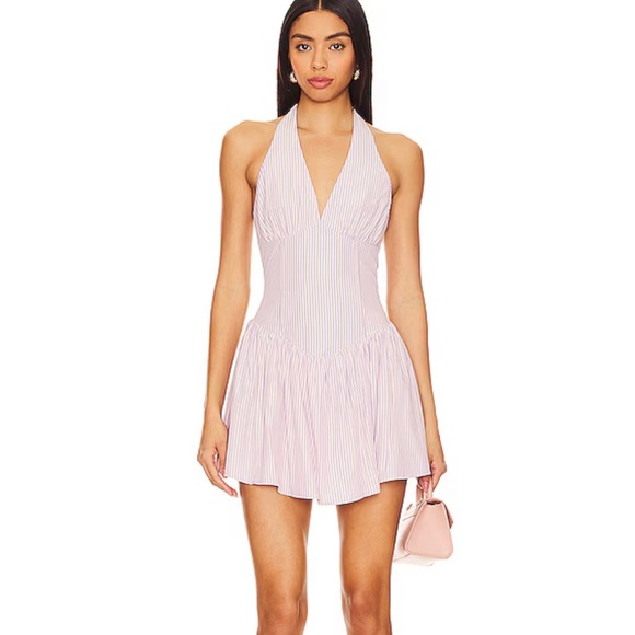 Yolani mini dress in pink stripe - Picture 1 of 6